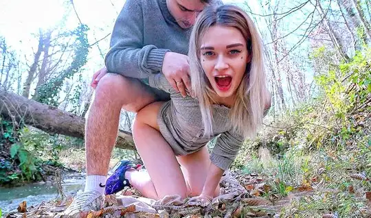 Young couple outdoors sex wi...
